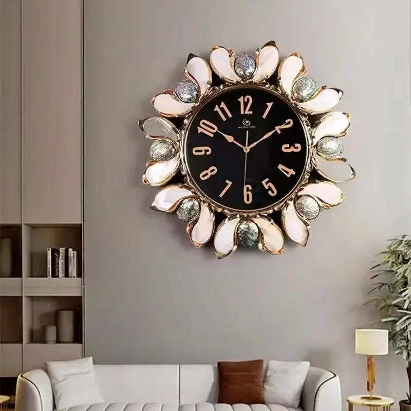 Round Designer Elegant Wall Clock Fashion Gold Living Room Digital Clock Luxury Modern Big Orologio Da Parete Home Decor Items