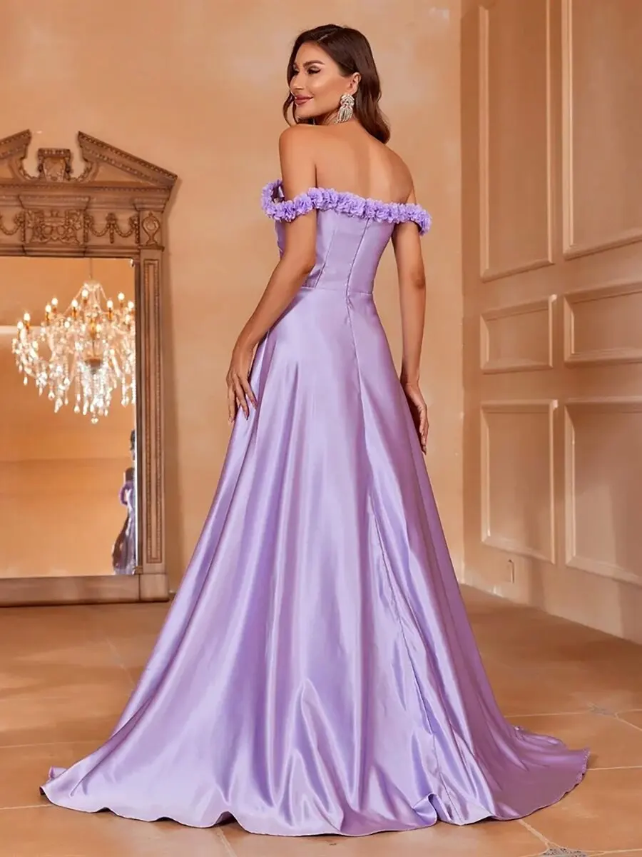 Elegante abito da sposa con spacco alto in pizzo a contrasto di colore con spalle scoperte 2024 abito da sera con cerniera senza maniche regolare a-line con spacco alto