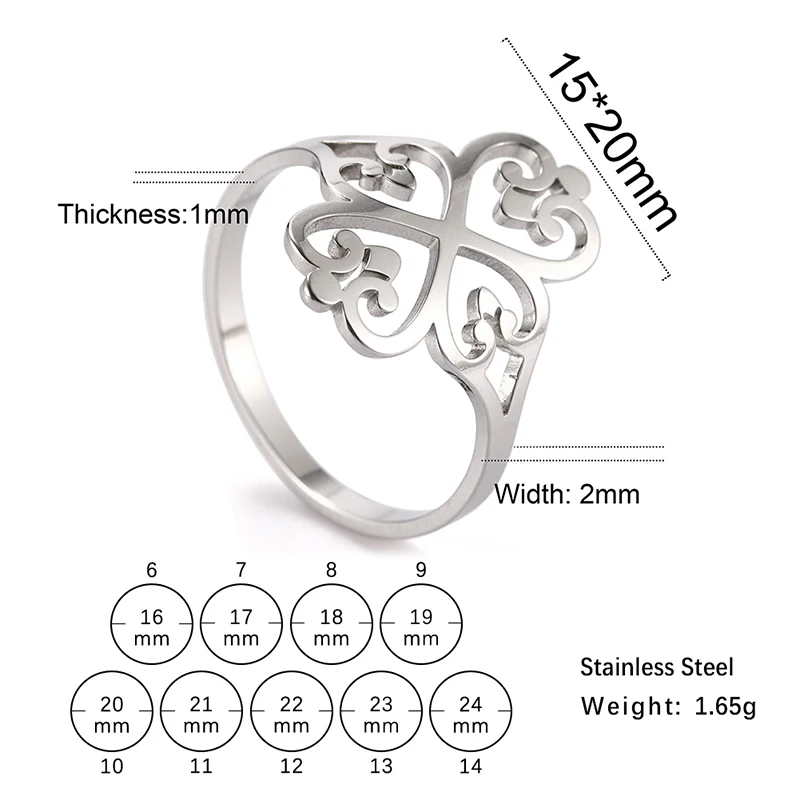 Edelstahl Hohl Pfirsich Herz Ringe Für Frauen Vorschlagen, Verlobung, Hochzeit Ring Vintage-Schmuck Anillos Valentinstag Geschenk – Detail 7