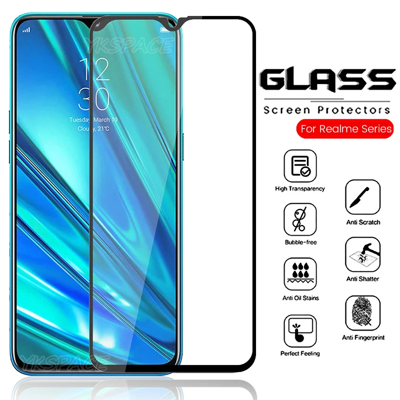 3Pcs 9H HD Clear Tempered Glass For OPPO Realme 3 5 5S X2 Pro X50 X Lite XT Q C11 C12 C15 C17 C21 C25 Screen Protector Film