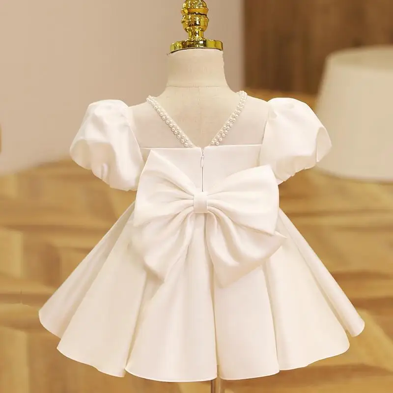 Baby Girls 1 st Birthday Baptism Princess Ball Gown New Children Cute Bow Beading Design Wedding Party Dress y1346