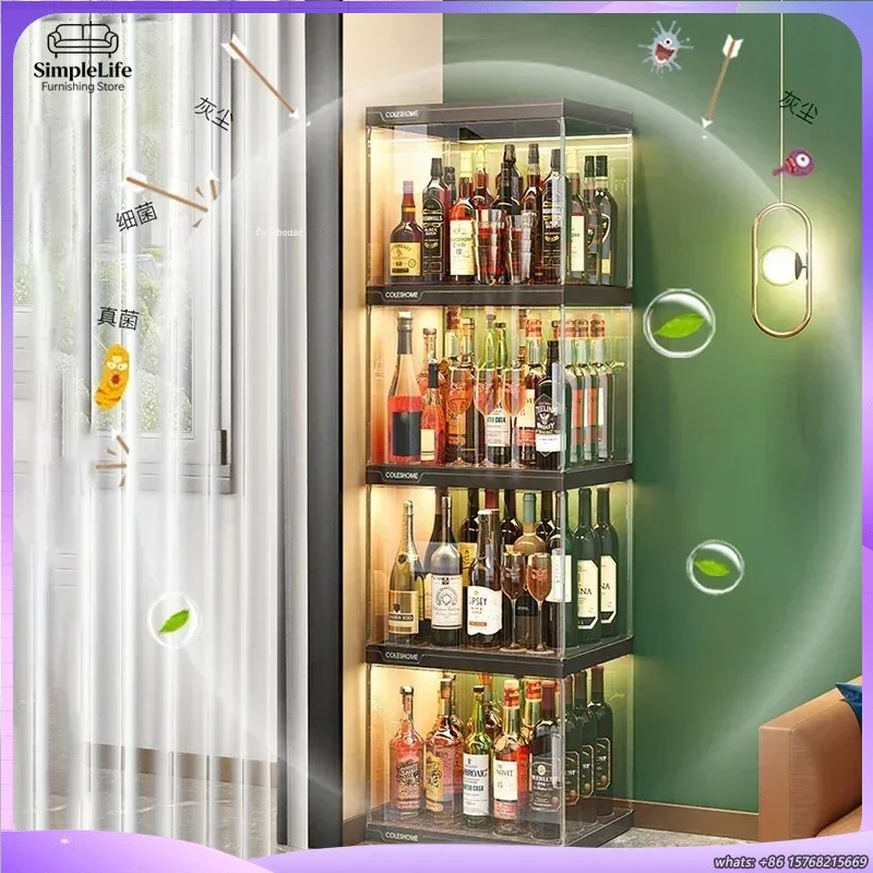 mobile-bar-trasparente-in-acrilico-con-ripiani-espositivi-per-vini-da-parete-per-soggiorno-uso-commerciale
