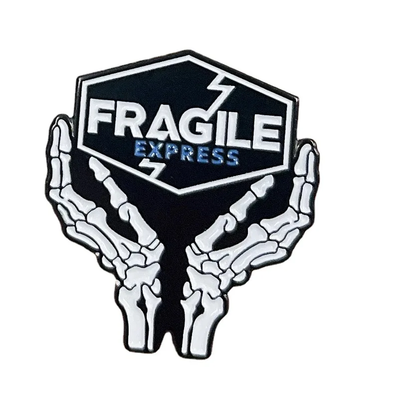 Fragile Express Skeleton Hands Stranding Game Enamel Pin Lapel Pin for Clothes Brooches on Backpack Briefcase Badge