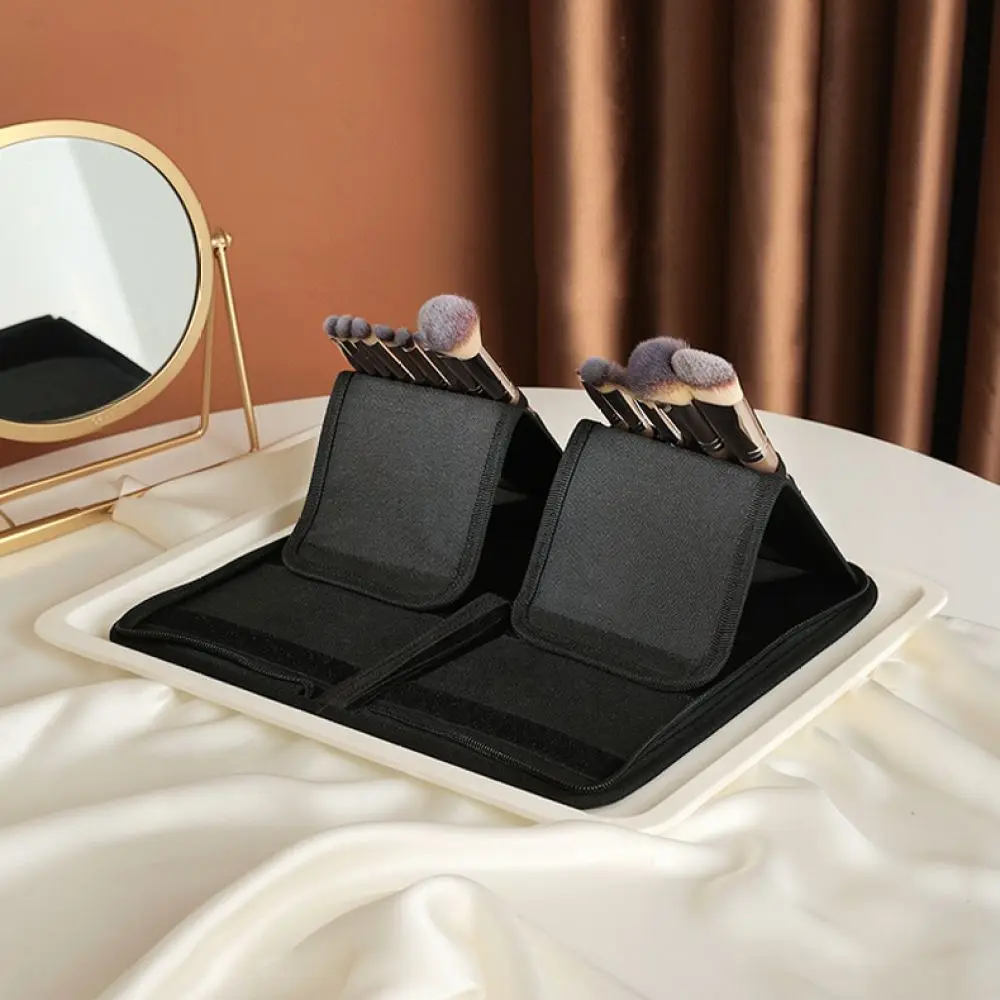 Makeup Brush Storage Case Stand Up Foldable Cosmetic Bag Organizer Professional Pouch For Beauty Eyebrow Tools