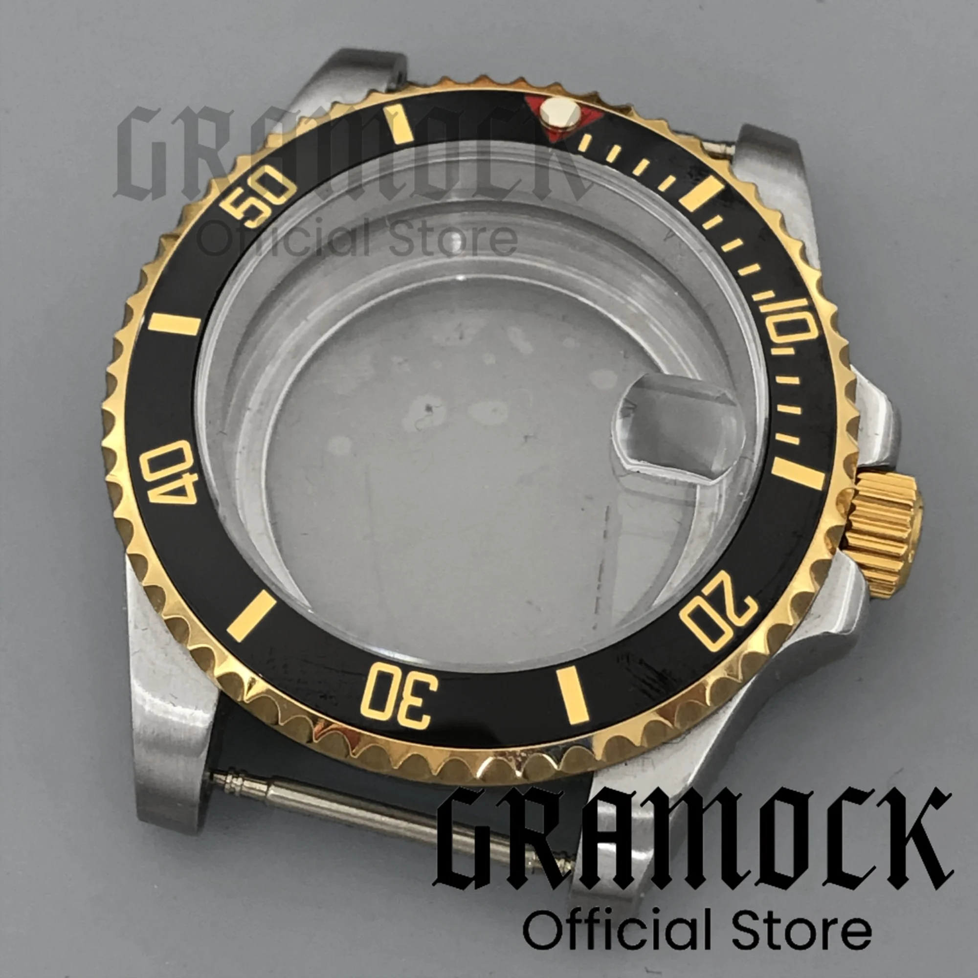 Gramock 40 мм двухцветный золотой/полно-золотой водонепроницаемый корпус часов SUB из нержавеющей стали с сапфировым стеклом для механизма NH34 NH35 NH36 PT5000