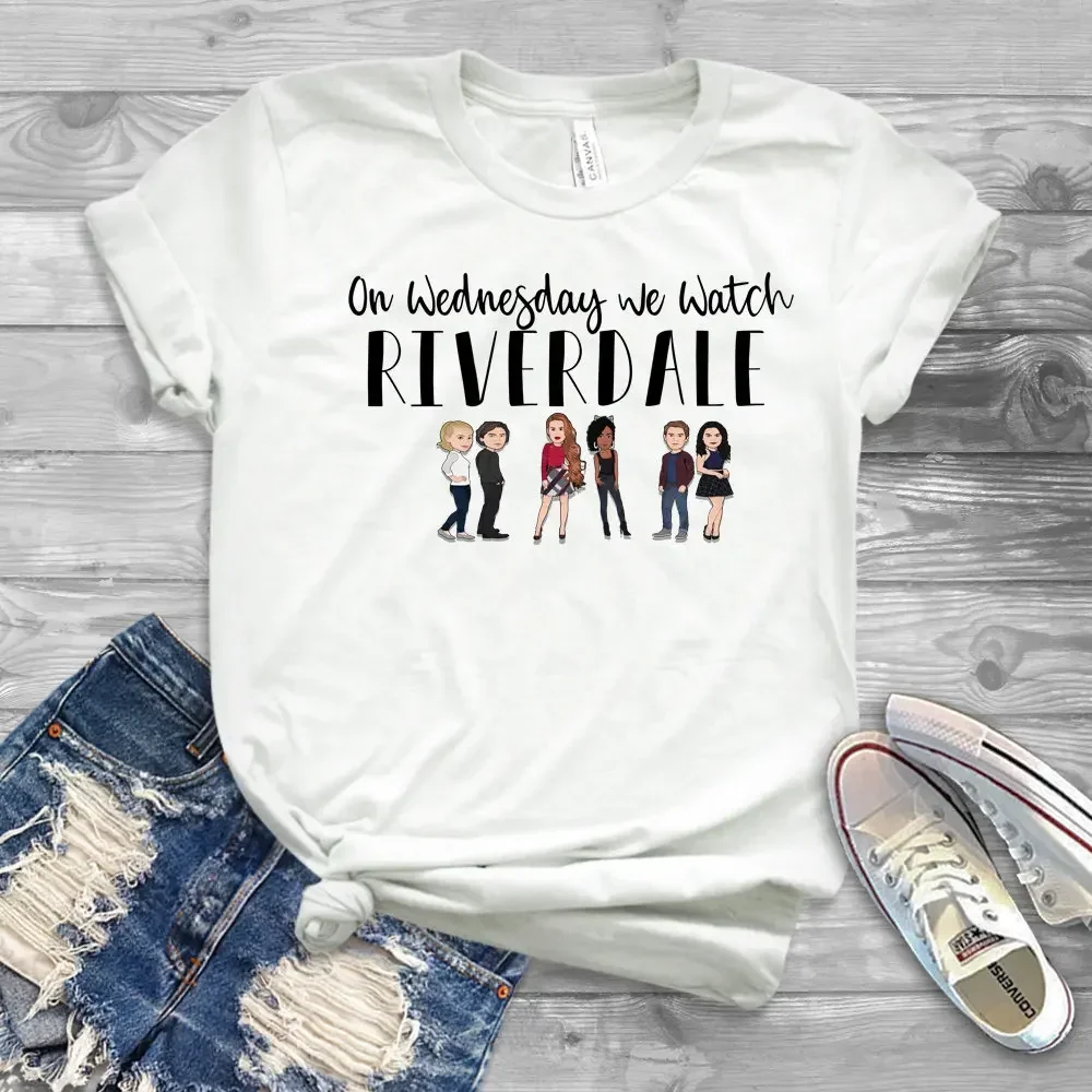 2024 Women Riverdale T-shirt On Wedneday We Watch Riverdale Shirt Tv Show Betty Cheryl Jughead Tee Funny T-shirt y2k top women