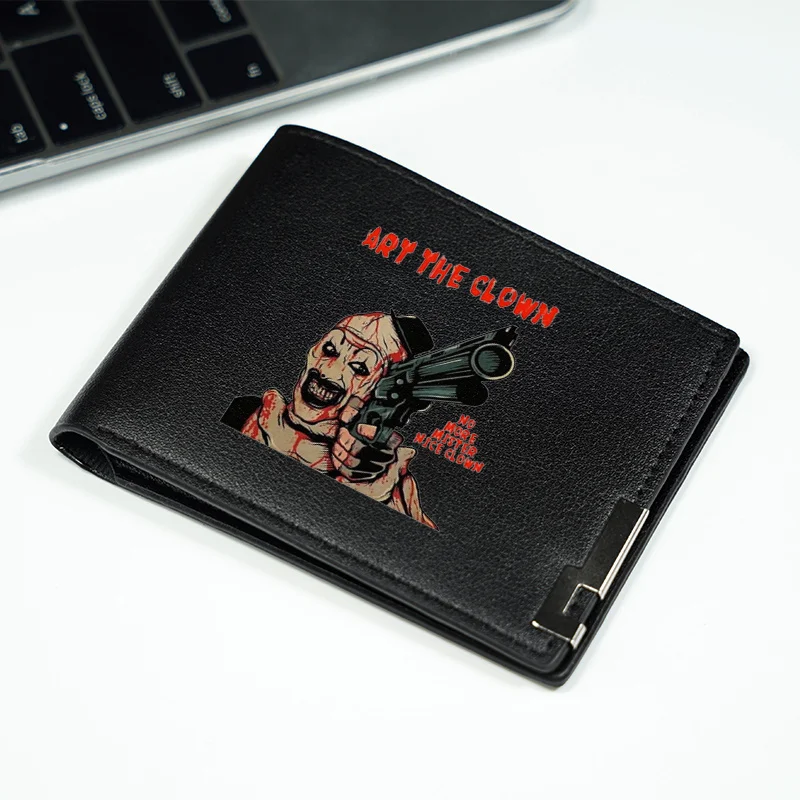 ART THE CLOWN PU 가죽 지갑 남성용 슬림 비즈니스 스타일 일상 사용 가볍고 내구성이 뛰어난 패션 디자인