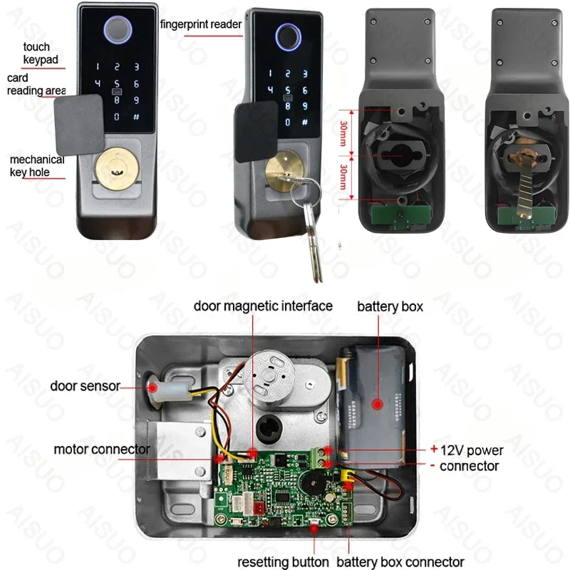 TUYA wodoodporny WIFI elektryczny cyfrowy zamek do drzwi z czytnikiem linii papilarnych TT Lock zdalne odblokowanie Cerradura Inteligente cyfrowy inteligentny zamek Tuay