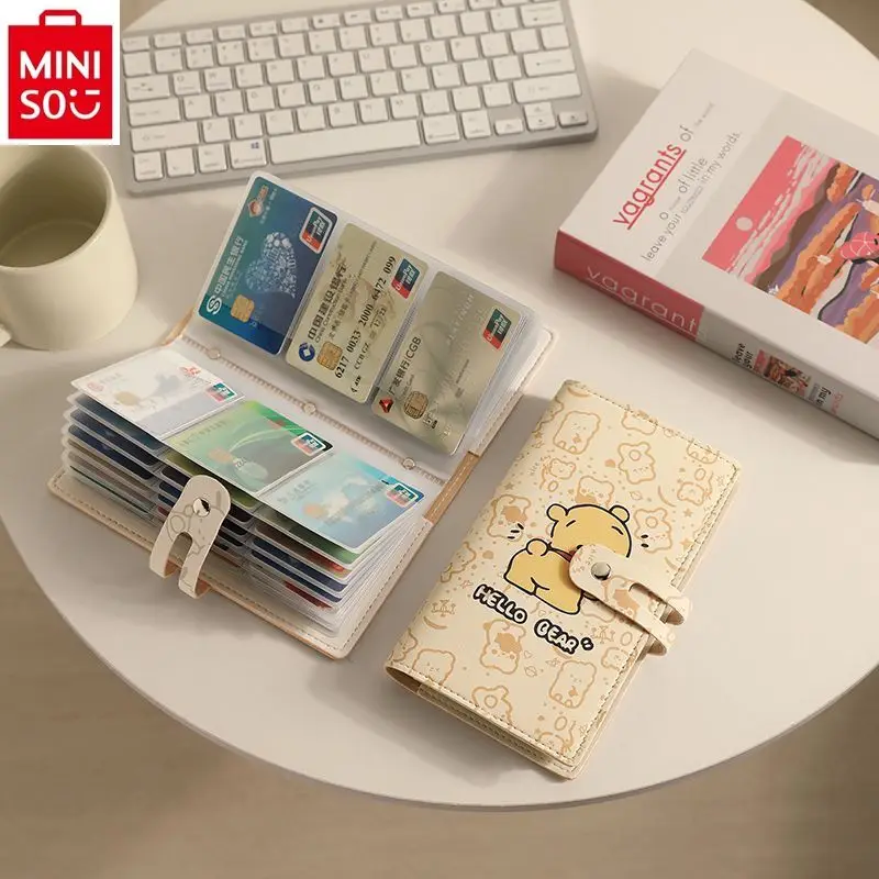 MINISO Winnie Bear Pacha Dog Card Bag Women\'s Large Capacity Card slot Anti demagnetization Bank Card Document Storage Wallet