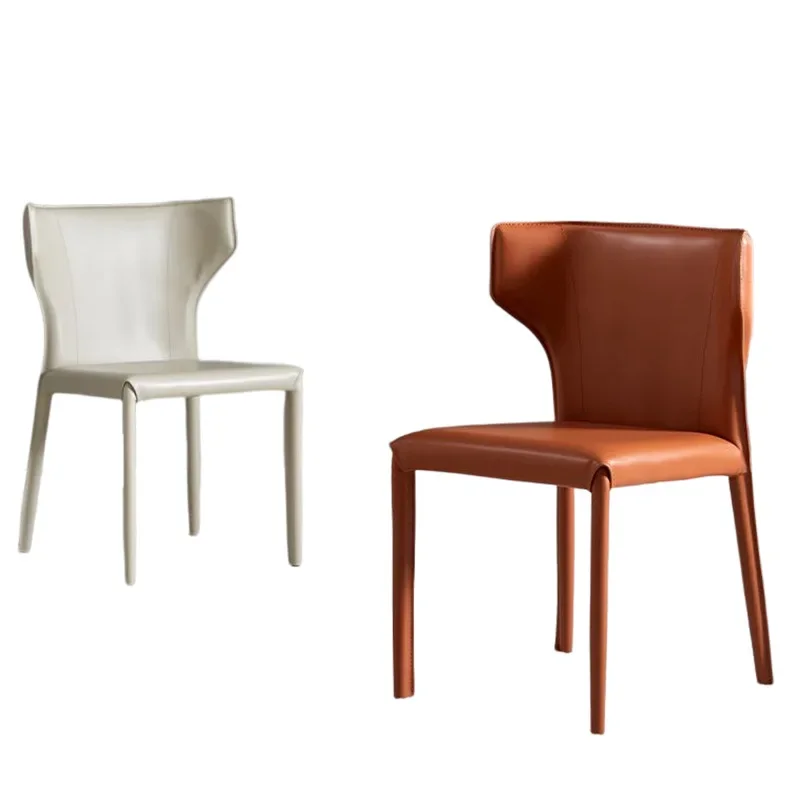 Modern minimalist style dining chair Italian minimalist restaurant leisure chair Saddle leather dining chair 4 minimum approval