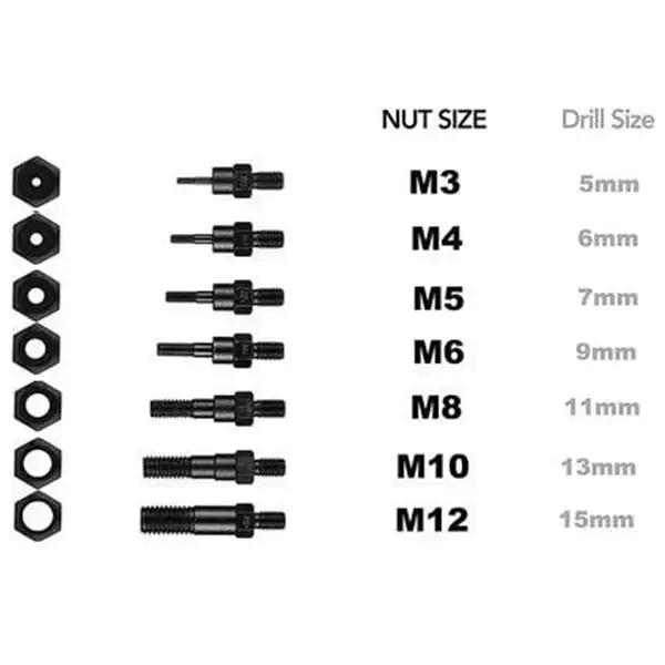 HIFESON ALLSOME BT-607 16 "ręczny nitownica pistolet ręczny zestaw narzędzi do nitów narzędzie do ustawiania nakrętek M3/M4/M5/M6/M8/M10/M12