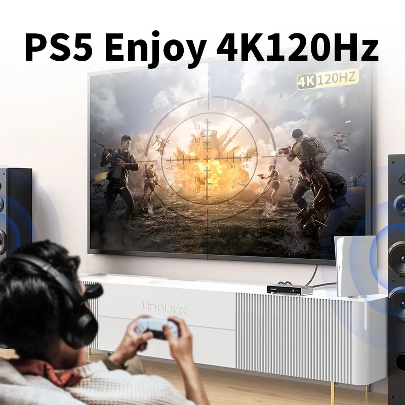 Unnlink HDMI Audio Extractor ARC مقسم صوت 4K 120 هرتز مع Toslink SPDIF محوري بصري لسلسلة PS5 إلى شاشة مكبر للصوت