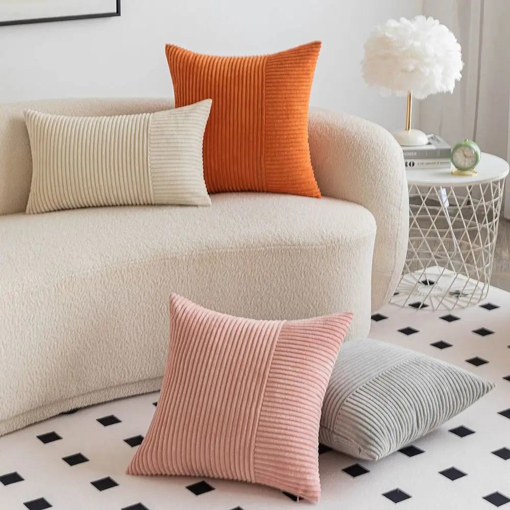 Home Decor Multiple Sizes Corduroy Pillowcase Classic Solid Color Throw Pillowcover INS Style Cushion Cover Sofa/Bed