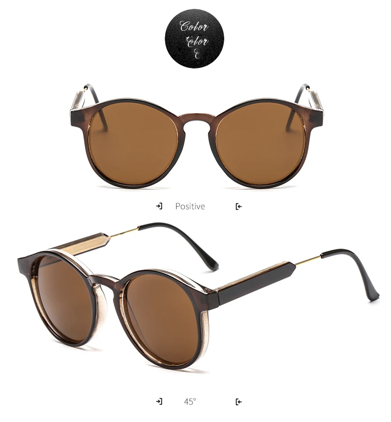 Neue trendige Retro-Sonnenbrille mit Textur, runder Rahmen, modische Sonnenbrille 3185 – Detail 11