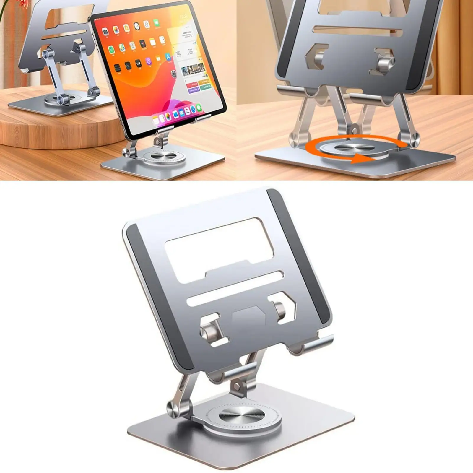 

Swivel Tablet Stand Aluminum Alloy Foldable Mobile Phone Holder Hollowed Tablet Riser Anti Slip Tablet Holder Height Adjustable