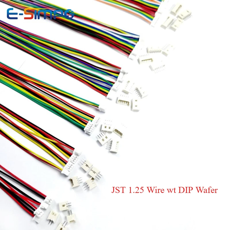 10 مجموعات JST 1.25 مللي متر الملعب 10/15/20/30 سنتيمتر موصل سالب سلك 28AWG + ذكر دبوس 2/3/4/5/6/7/8/9-12 دبوس رقاقة ذكر أنثى التوصيل المقبس