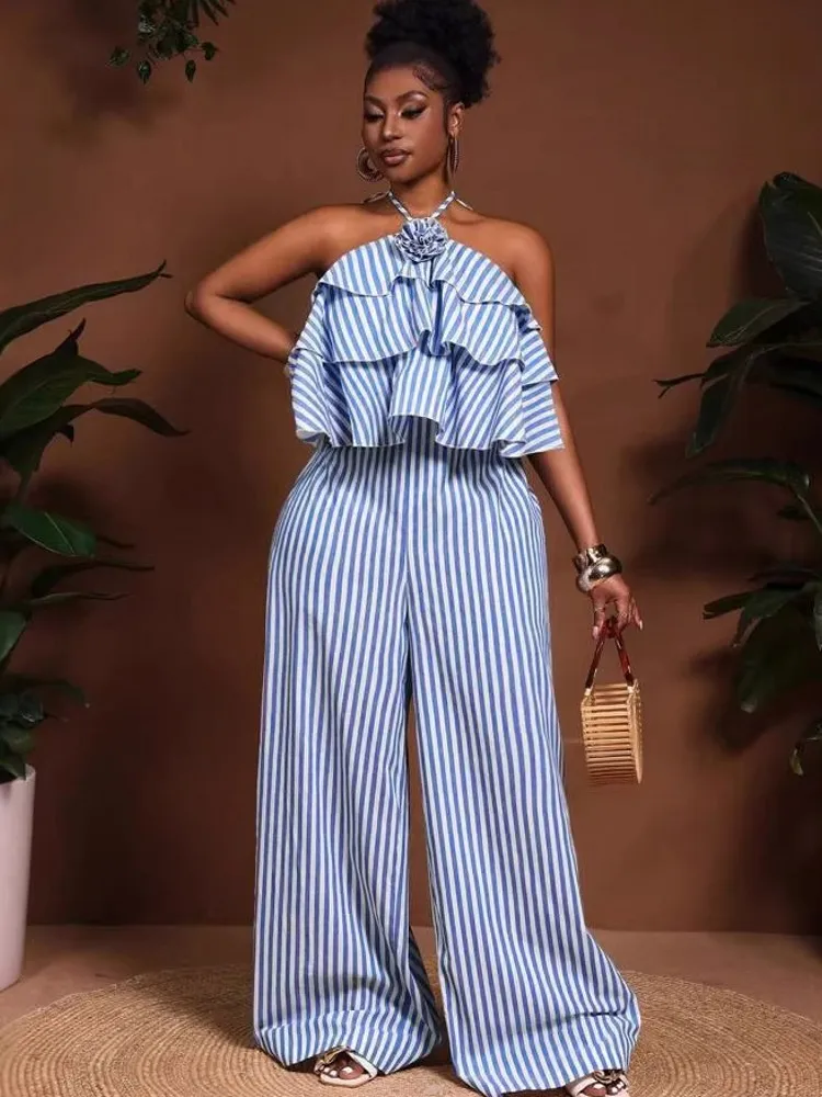 

Элегантные африканские комбинезоны-дашики для женщин: плиссированные, без рукавов, с широкими штанинами, для вечеринок и офиса, лето 2026