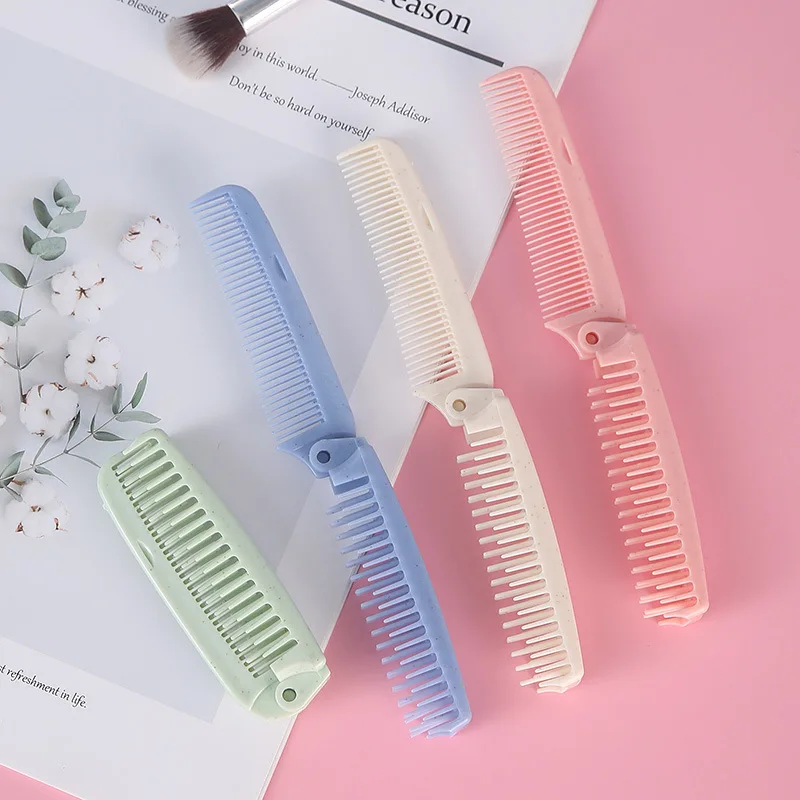 Peine de pelo portátil de viaje, peine de plástico antiestático plegable, Cepillo de pelo compacto, tamaño de bolsillo, Bolso, peine Para el pelo