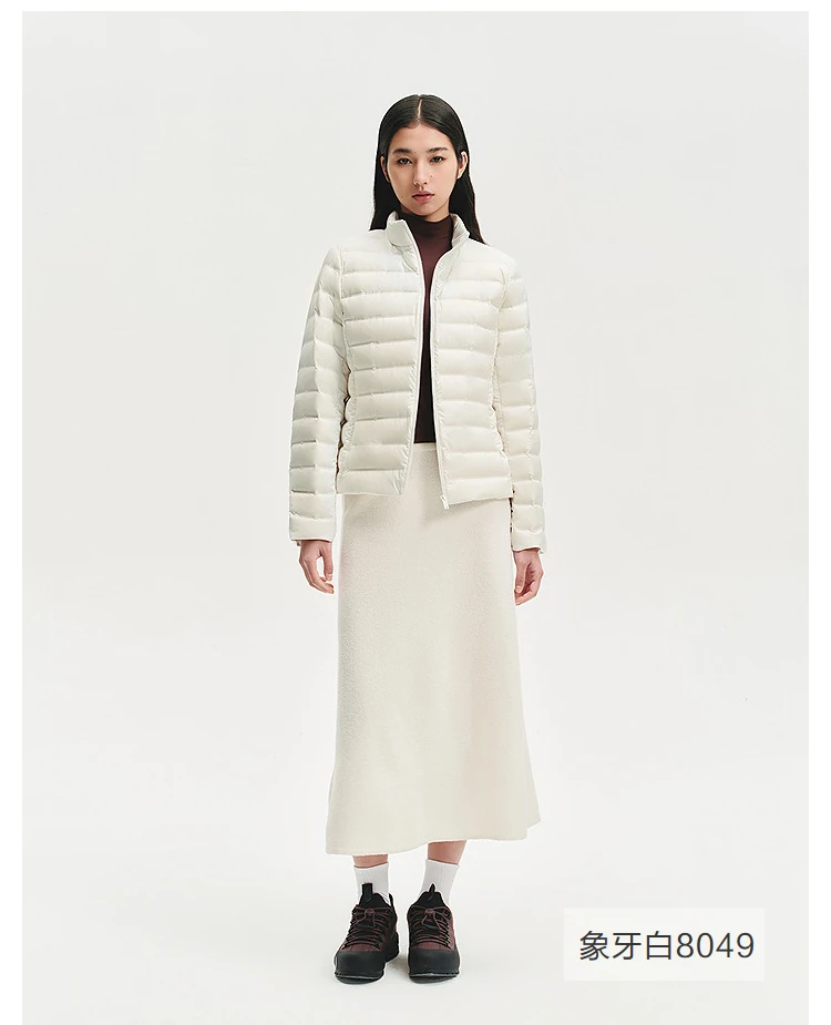 BOSIDENG Women Stand Collar Quilted Goose Down Jacket Cloud Light Slim Minimalist Warm Portable Outerwear
