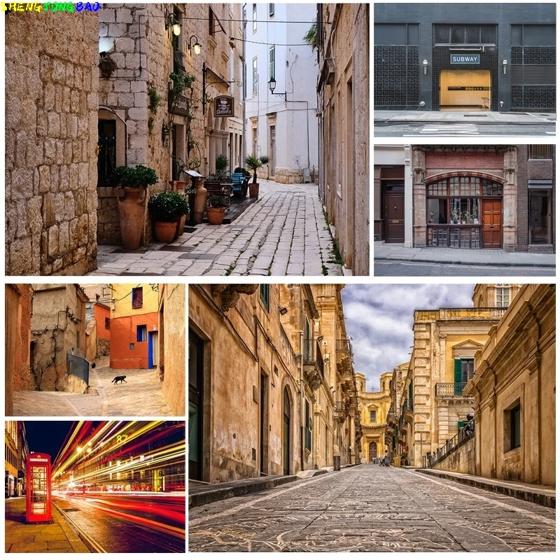Vintage European Street View Scenery Photography Backdrops  Wedding Travel Photo Backgrounds Studio Props 21928 DFG-05