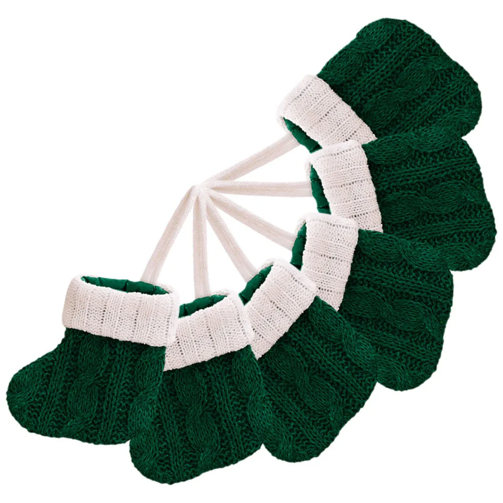 

6 Pcs Christmas Sock Bag Knitted Pendants Stocking Decorations Indoor Decorative Socks Candy