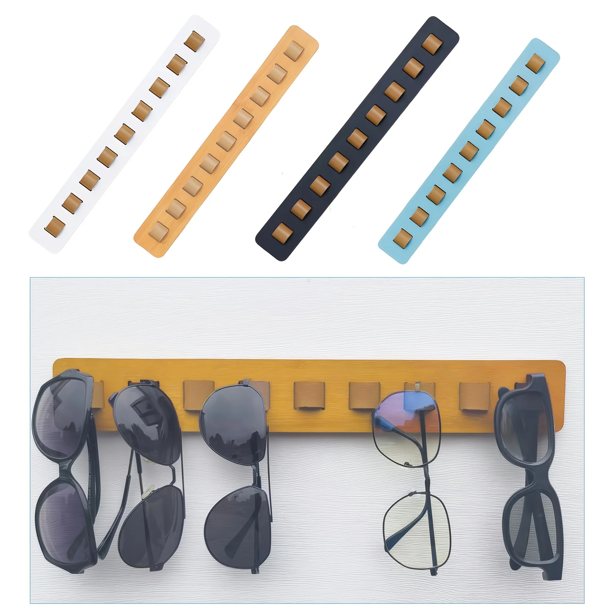 Wall-Mounted Eyeglasses Organizer Slots Bamboo Plastic Sunglasses Holder for Closet Entryway Bedroom Sunglasses Storage Gift