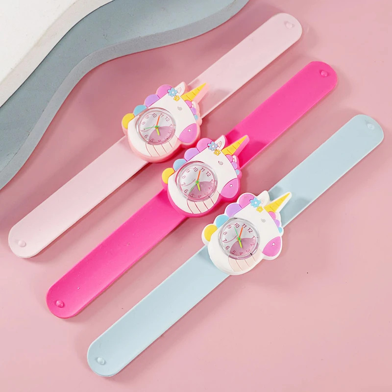 New Kids Electronic Digital Watch Cartoon Animal Design Panda Cat Unicorn Dinosaur Children Slap Watches for Boys Girls Bracelet