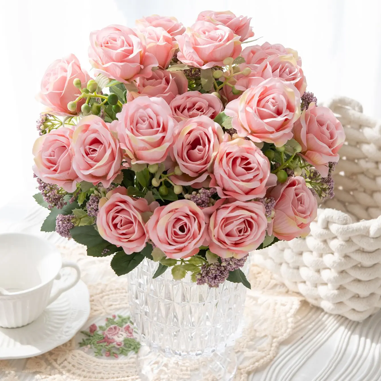 Künstliche Blumen Seidenrosen Bouquet Valentinstag Garten Zuhause Zimmer Tisch Vase Hochzeit Brautsträuße Dekoration DIY Geschenke Bestseller