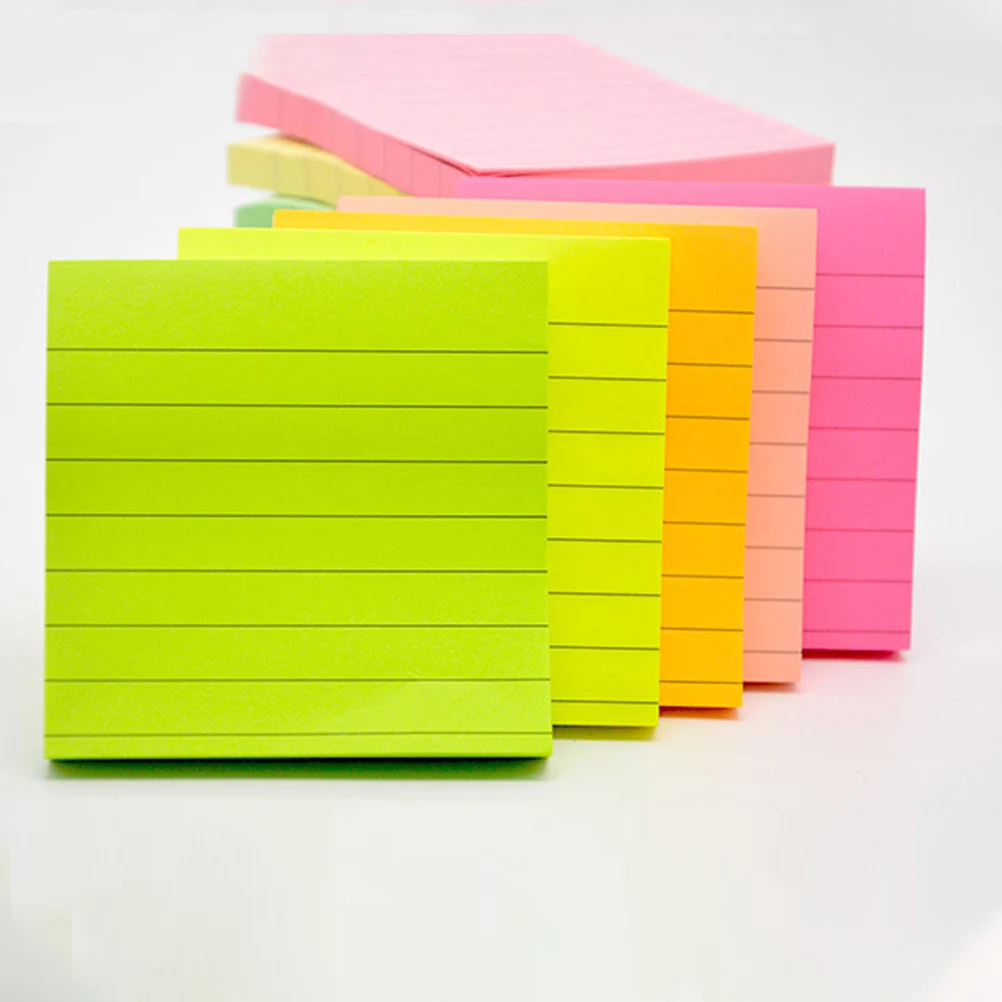 

4Pcs Striped Sticky Notepads Self Stick Notepad Kraft Paper Candy Color Memo Pads Quick Notes Reminder for Office Home School