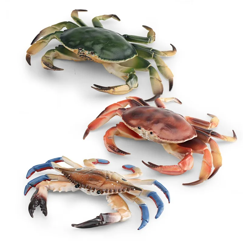 Simulation Marine Animal Crab Model Fun Three-eyed Crab Pike Crab Bread Crab Desktop Decorative Ornaments Children Toys Gifts