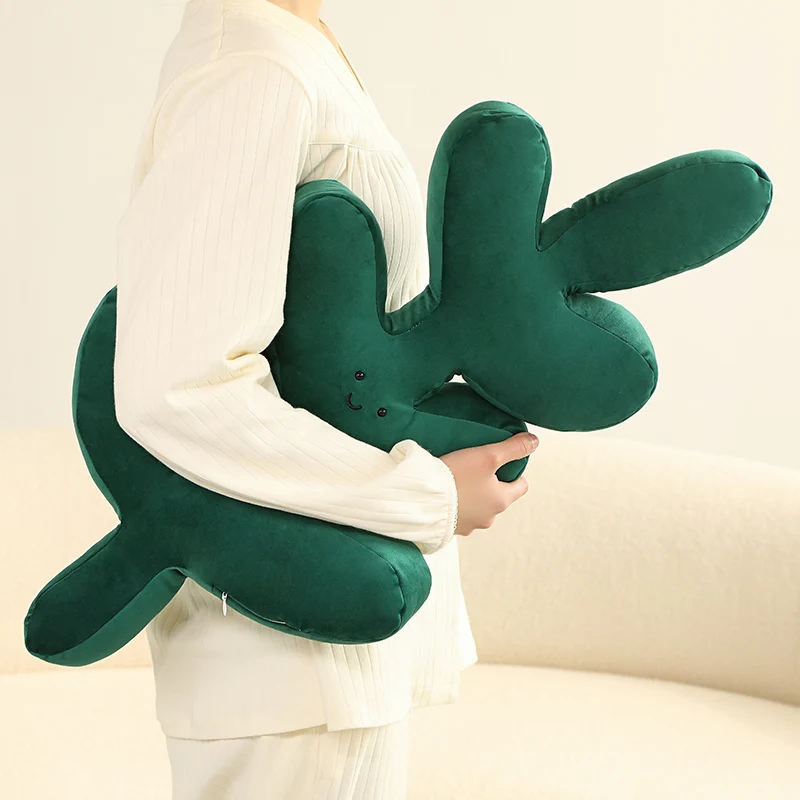 Nordic Style Green Lifelike Leaf Plush Pillow Smile Face Plantain leaves Love Shape Nap Sleep Cushion Sofa Decor Gift