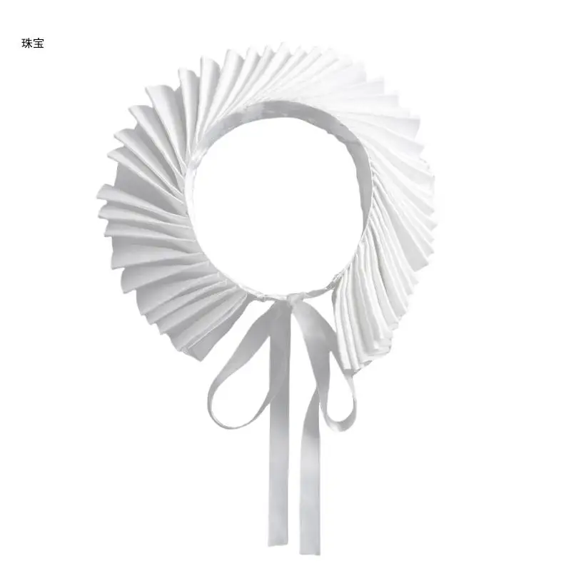 

X5QE Gothic Victorian White Ruffle Neck Collar Accessory for Cosplay and Themed Event