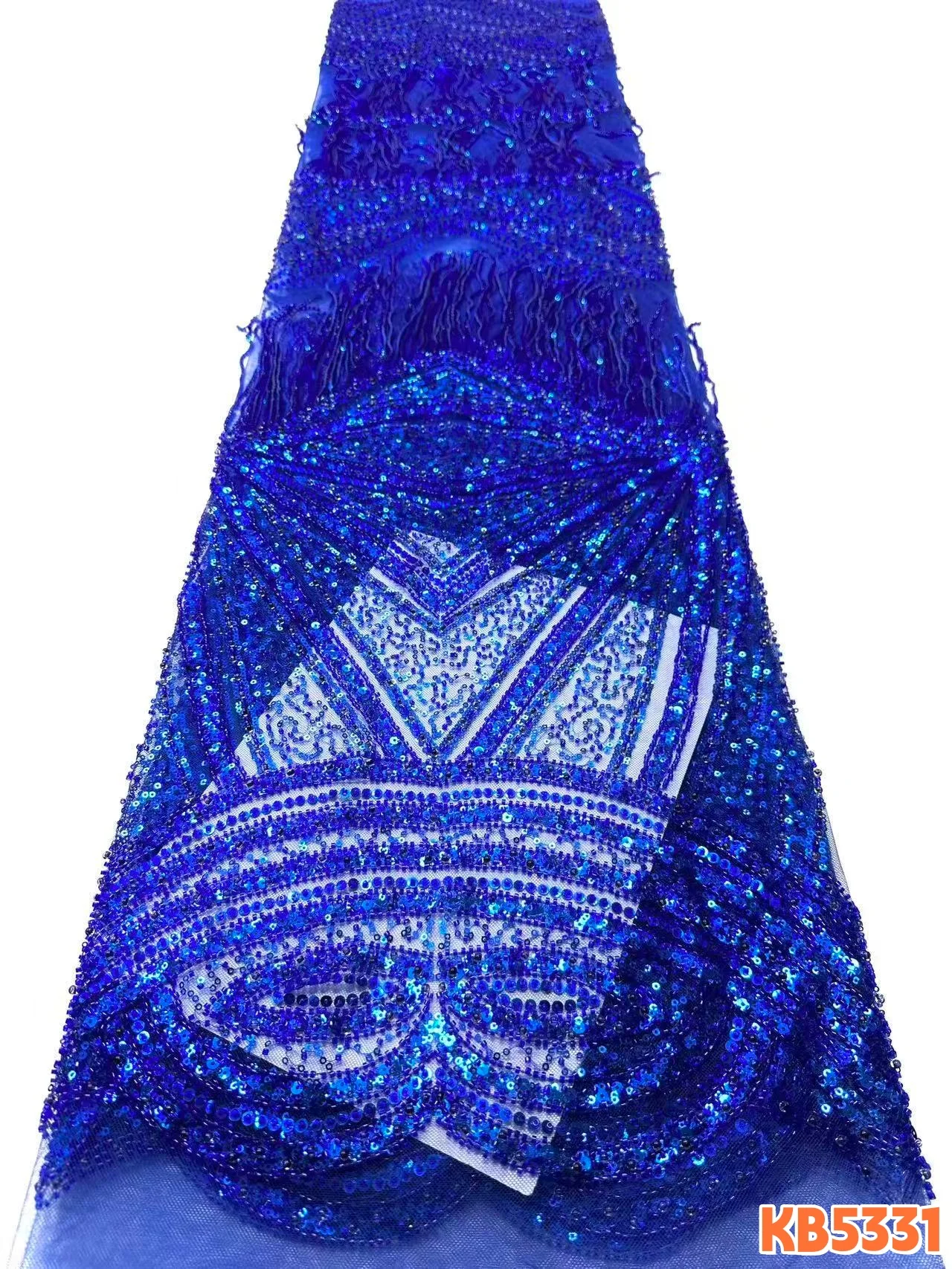 Tassel Beads Lace Materials African Materials Green French Mesh With Sequence for Luxury African Wedding Fabric 1 Yard KB5331