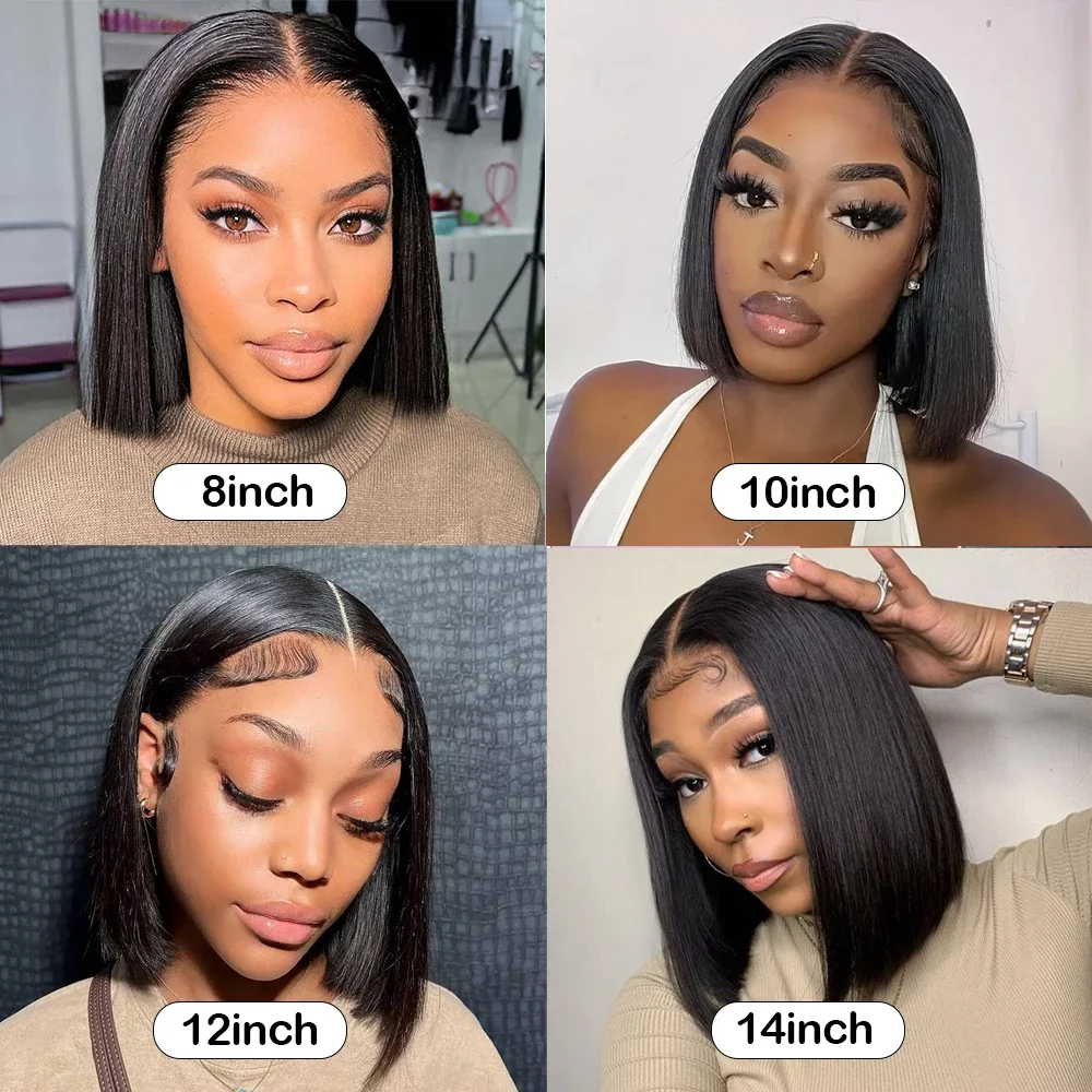 Short Bob Wigs 13x4 Bone Straight Lace Front Human Hair Wigs Pre Plucked With Baby Hair For Women Straight HD Lace Frontal Wigs