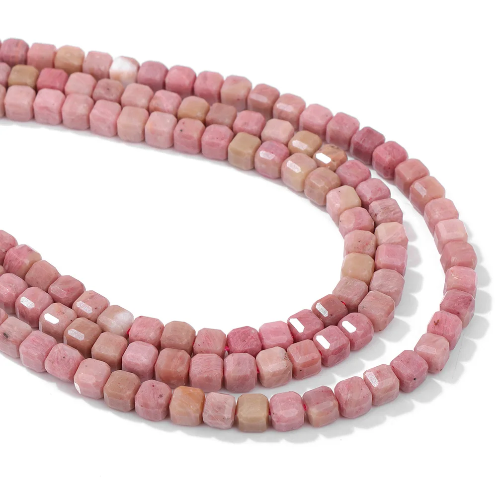 Natural Rhodochrosite Square Stone Beads 5mm Cube Stone Gems Beads For Making Jewelry Bracelet DIY Necklace Accessories Charm image 3