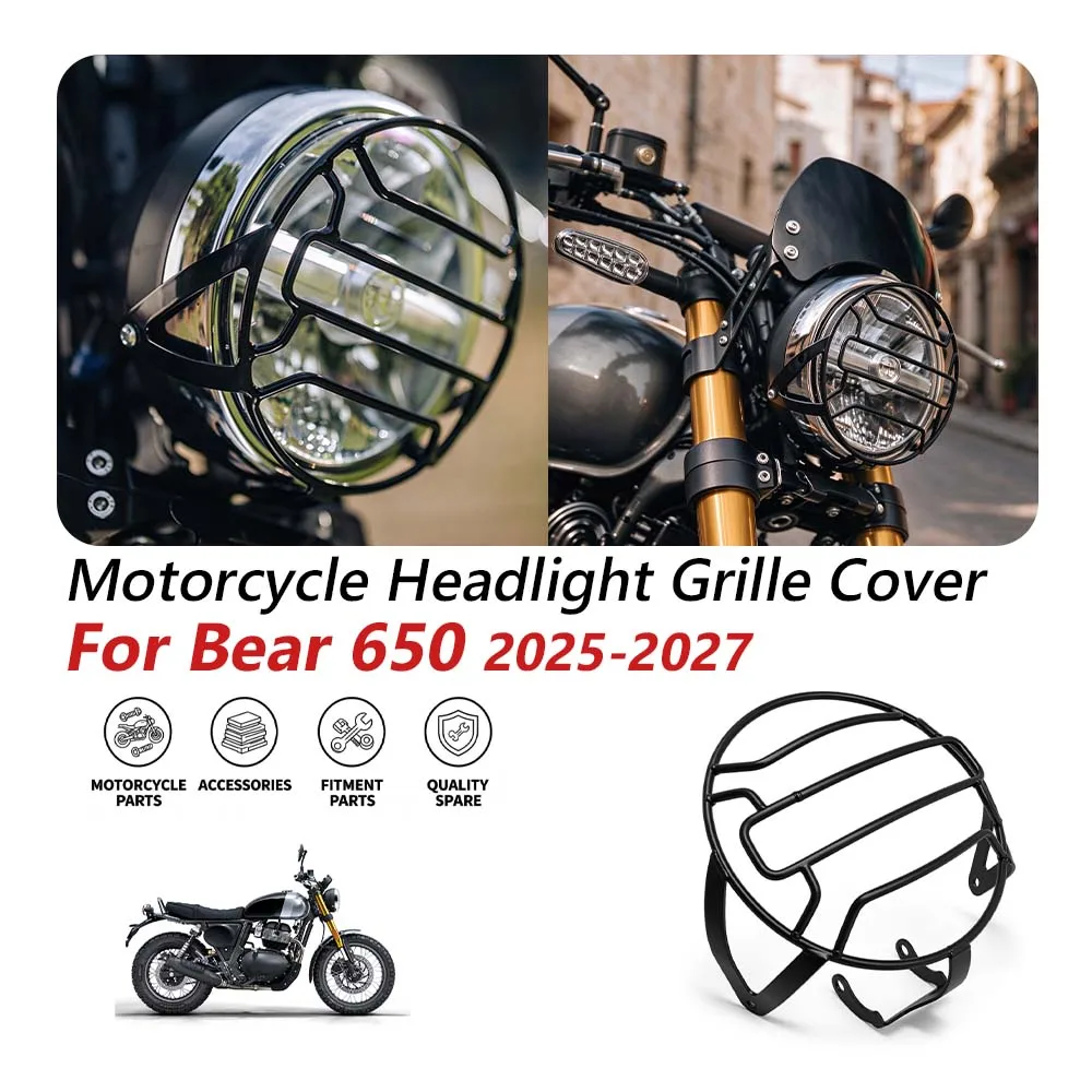 For Bear650 Bear 650 2025 2026 2027 New Motorcycle Headlight Grille Cover Front Lamp Protect Guard Head Light Net Mesh Cover Kit