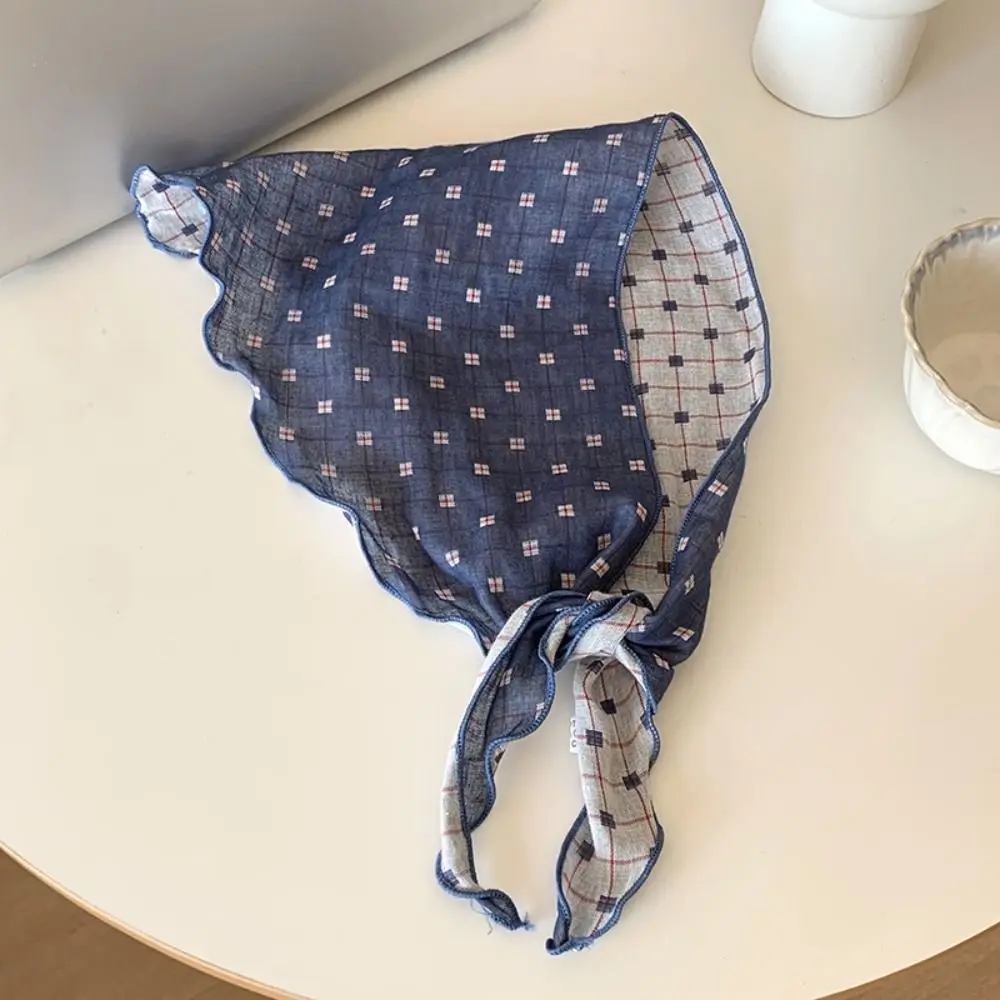 

Fashion Cotton Lattice Headscarf Turban Thin Pastoral Style Headscarf Colorful Scarf Triangular Hair Band Clothing Accessories