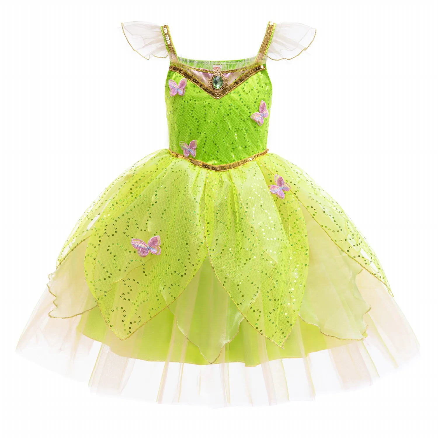 Mädchen Exquisites Prinzessinnen-Ballkleid, Schneewittchen-Kostüm für Kinder, Geburtstagsparty-Tutu-Kleid 2026, Halloween Grünes Elfen-Fee-Outfit – Detail 23