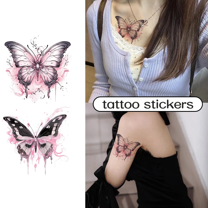 

Pink Butterfly Waterproof Temporary Tattoo for Arm, Long-Lasting, Realistic Fake Tattoo for Men and Women