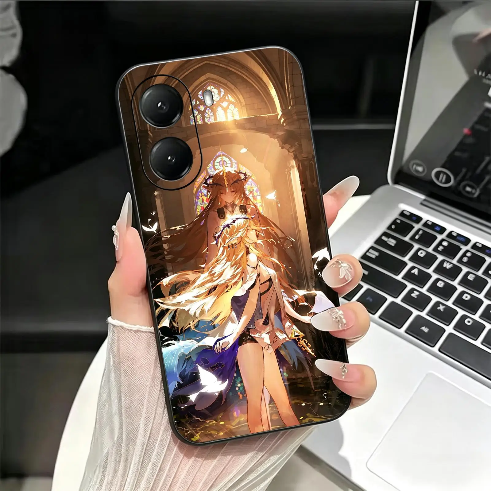 Capa para telemóvel Wuthering Waves CARTETHYIA, para Xiaomi POCO M8, M7, M6, X8, X7, X6, F9, F8, F7, F6 Pro, ultrafina, preta, resistente a impactos.