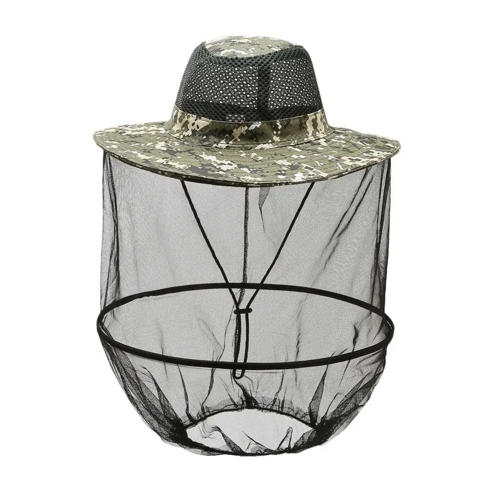 شبكة حماية نحلة الحشرات القابلة للطي ، قبعة شمس للصيد الشبكي ، قبعة دلو طاردة للبعوض واقية من الشمس في الهواء الطلق