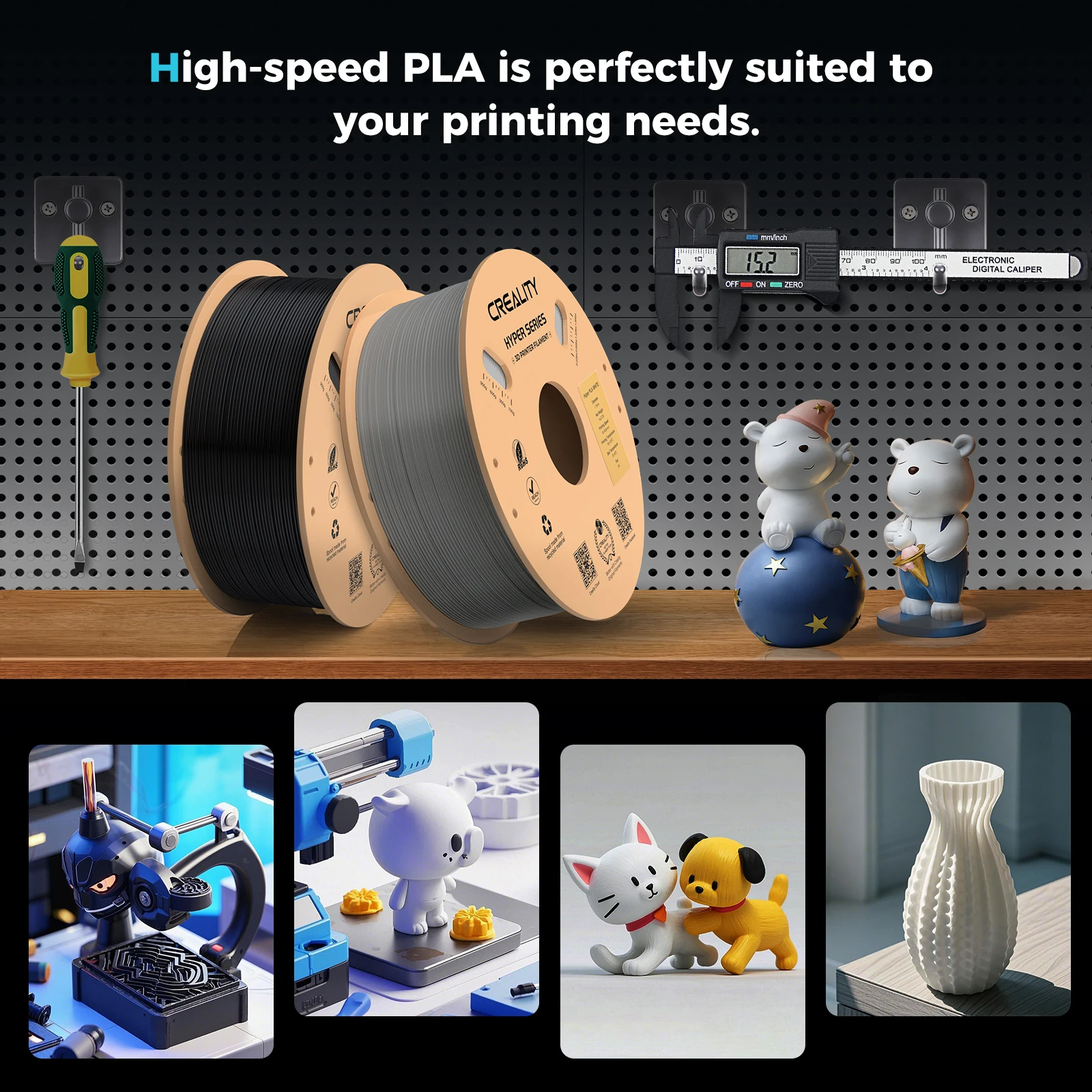 خيوط CREALITY Hyper PLA 1.75 مم 1 كجم 2 لفات من سلسلة Hyper PLA ثلاثية الأبعاد PLA للطابعة Creality K1/K1 Max/Ender-5 S1 FDM ثلاثية الأبعاد