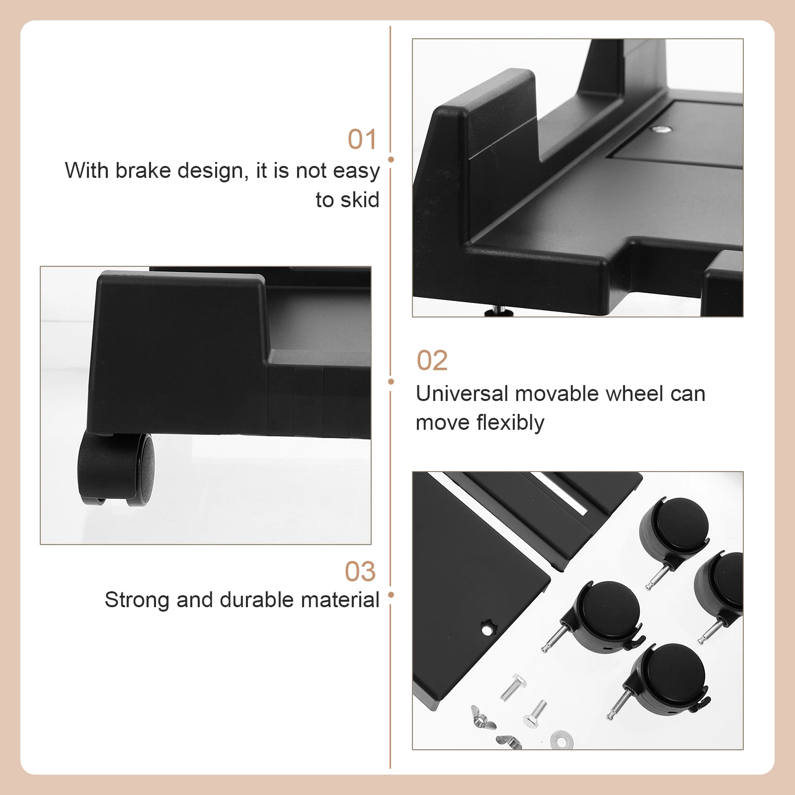 

Computer Tower ABS Radiating Holes Heat Dissipation Strong PC Holder Mobile Mainframe Bracket Desk Accessory Storage