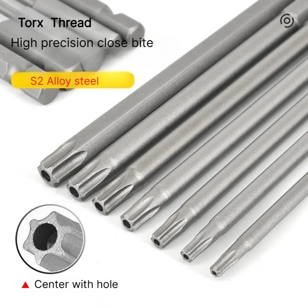 Torx Screwdriver Bit Set 1/4 Inch Hex Shank Magnetic Star Bits T8-T40 for Drill Wrench  50mm 100mm 150mm S2 Alloy Steel