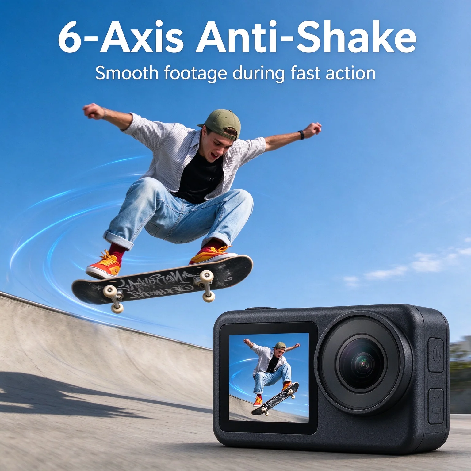 4K Anti-shake Thumb Action Camera, Waterproof Sports Cam for Outdoor Cycling Diving, HD Pet Vlog Video Recorder