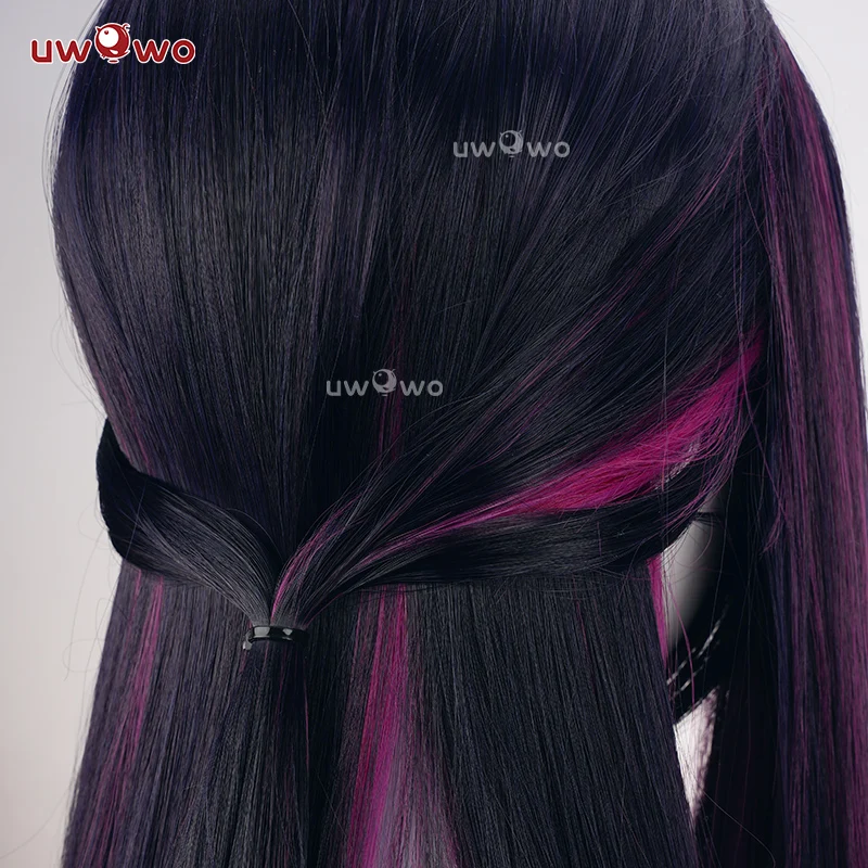 UWOWO Hysile Wig Game Honkai Star Rail Hysile Cosplay Wig Helektra Cosplay Wig Long Hair Black Purple Wig  Halloween Wig