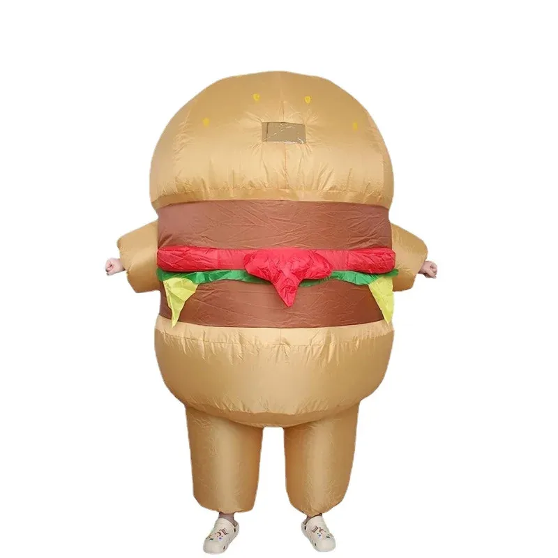 

Unisex Food Hamburger Inflatable Costume Suit Adult Men Women Funny Purim Halloween Party Fancy Dress Hamburger Inflated Garment