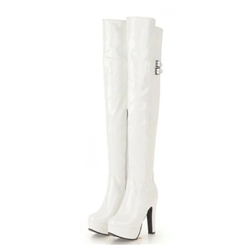 Women Boots winter New style sexy Stiletto long and tube-shaped Over the knee Boots Patent leather Nightclub Boots size 34-48