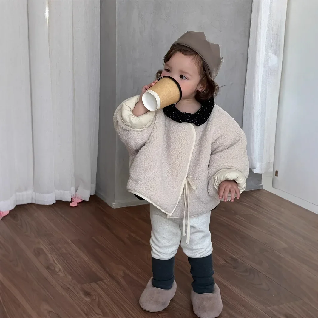 Girls Winter Hairy Jacket Thickened Korean Baby Autumn and Winter Clothing Plush Warm Jacket Children Thicken Leggings