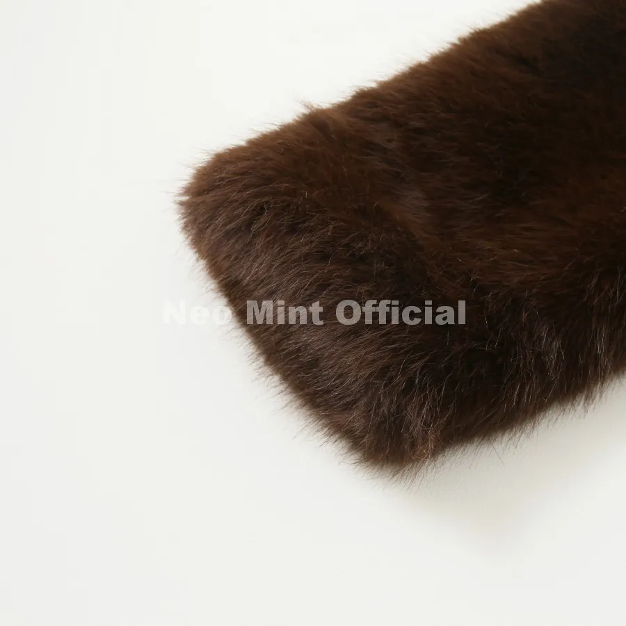 Neo Mint Trendy 2026 Winter Hot Chocolate Brown Peplum Fur Jacket Women Vintage Fashion Fluffy Faux Fox Fur Coat Long Outerwear